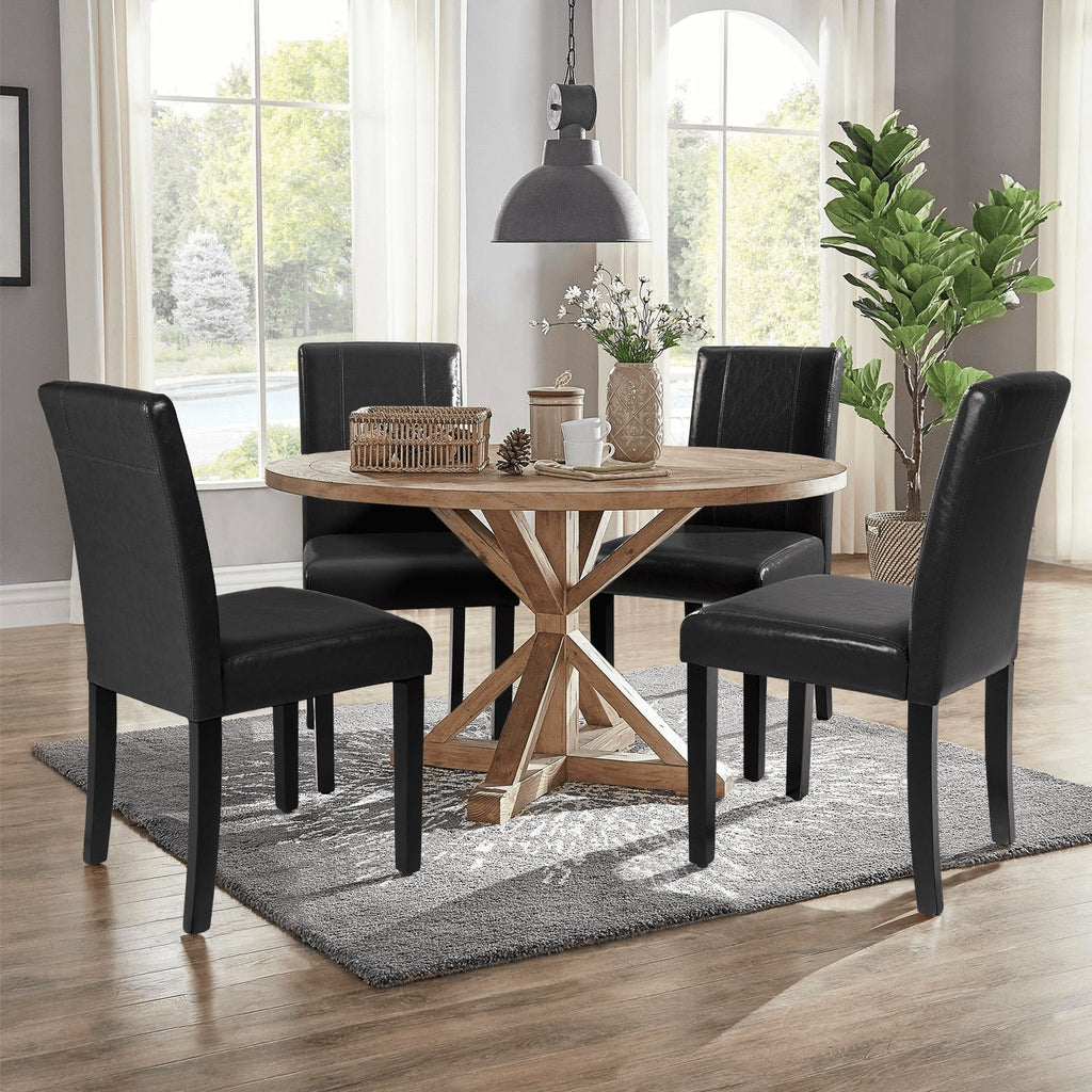 Lacoo Urban Style PU Leather Dining Chairs with Wood Legs (Set of 4)