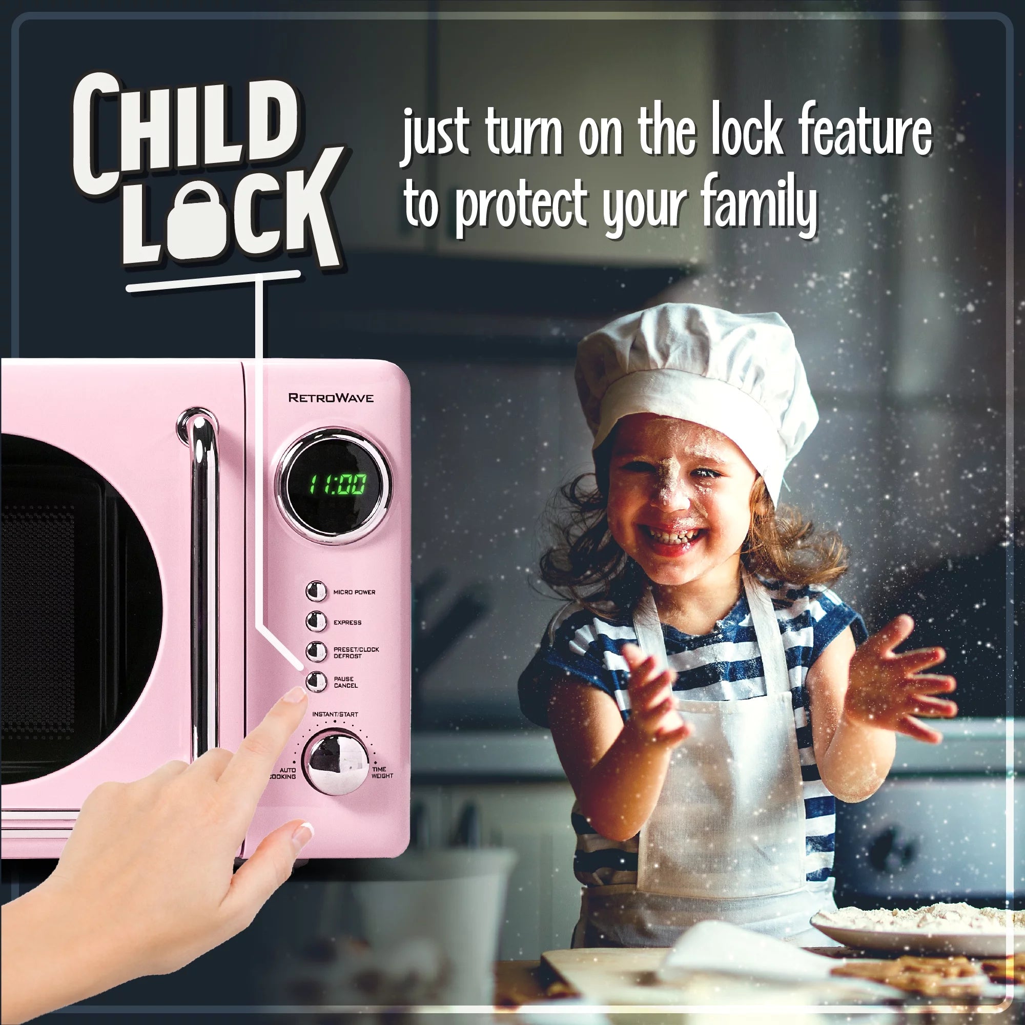 Nostalgia Retro 0.7 Cu Ft 700W Vintage Countertop Microwave (Pink)