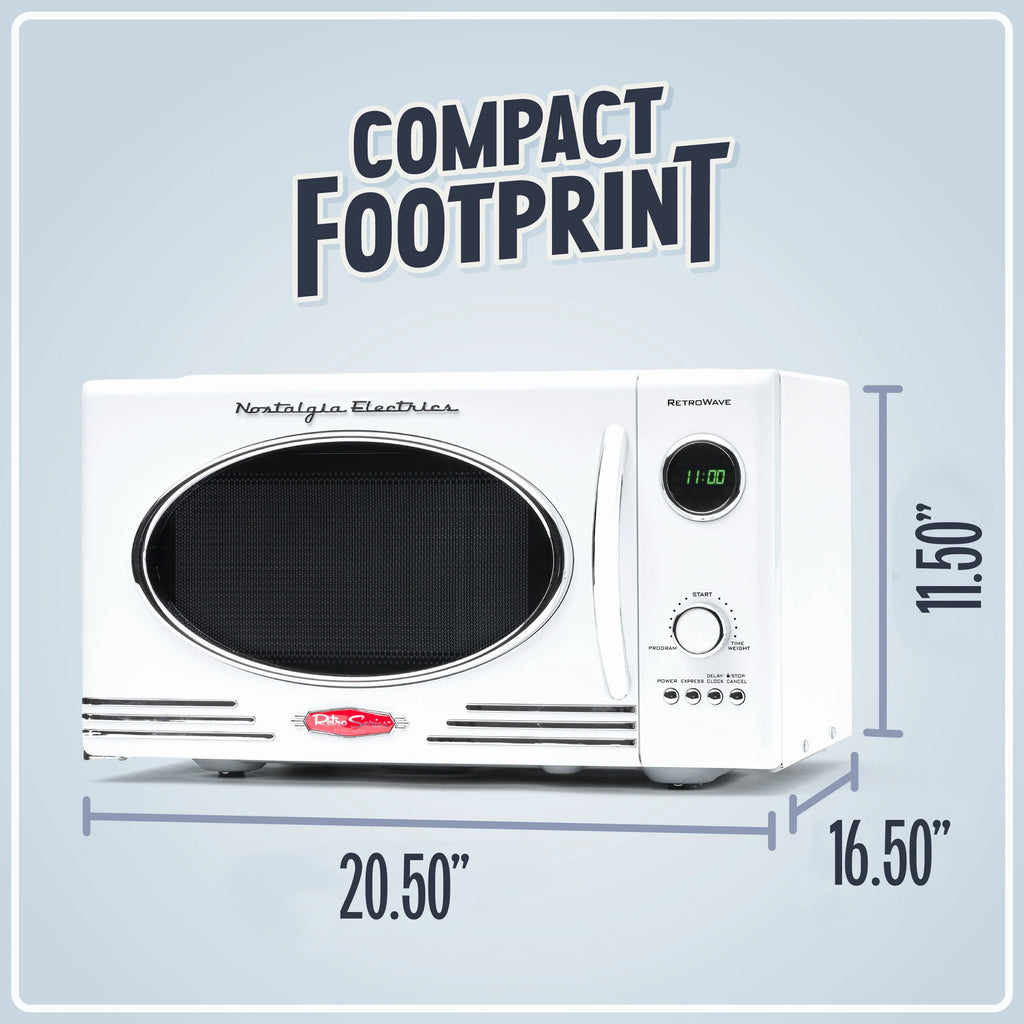 Nostalgia Retro 0.9 Cu Ft 800W Vintage Countertop Microwave (White)