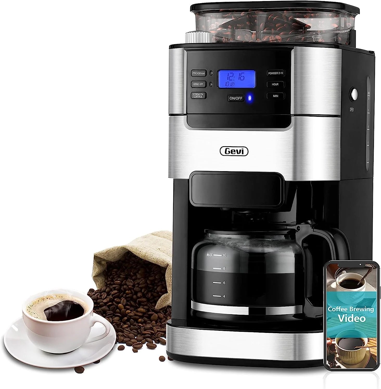 10 Cup Coffee Maker with Built in Grinder