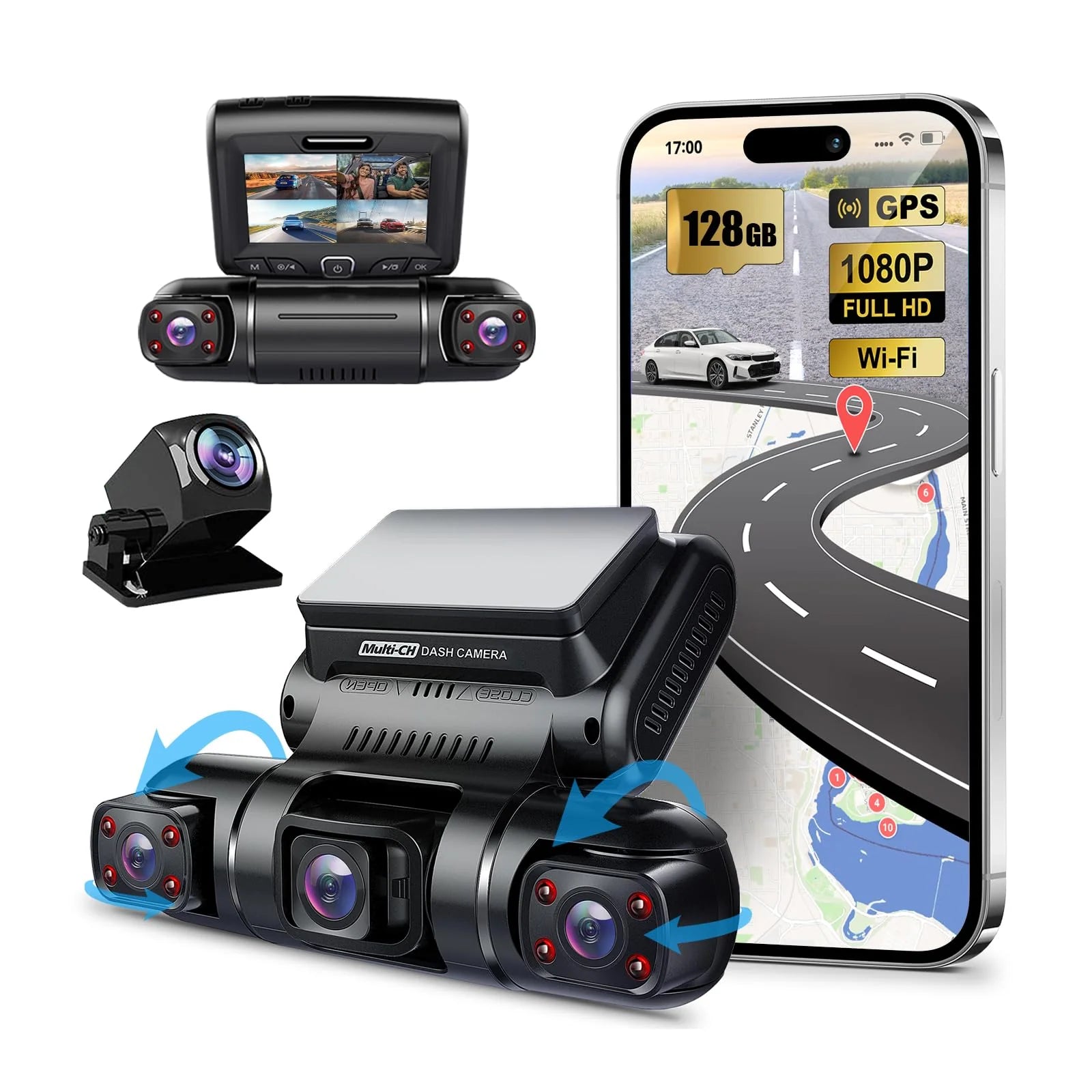 Pruveeo 4-Channel FHD 1080P Dash Cam Car Camera System