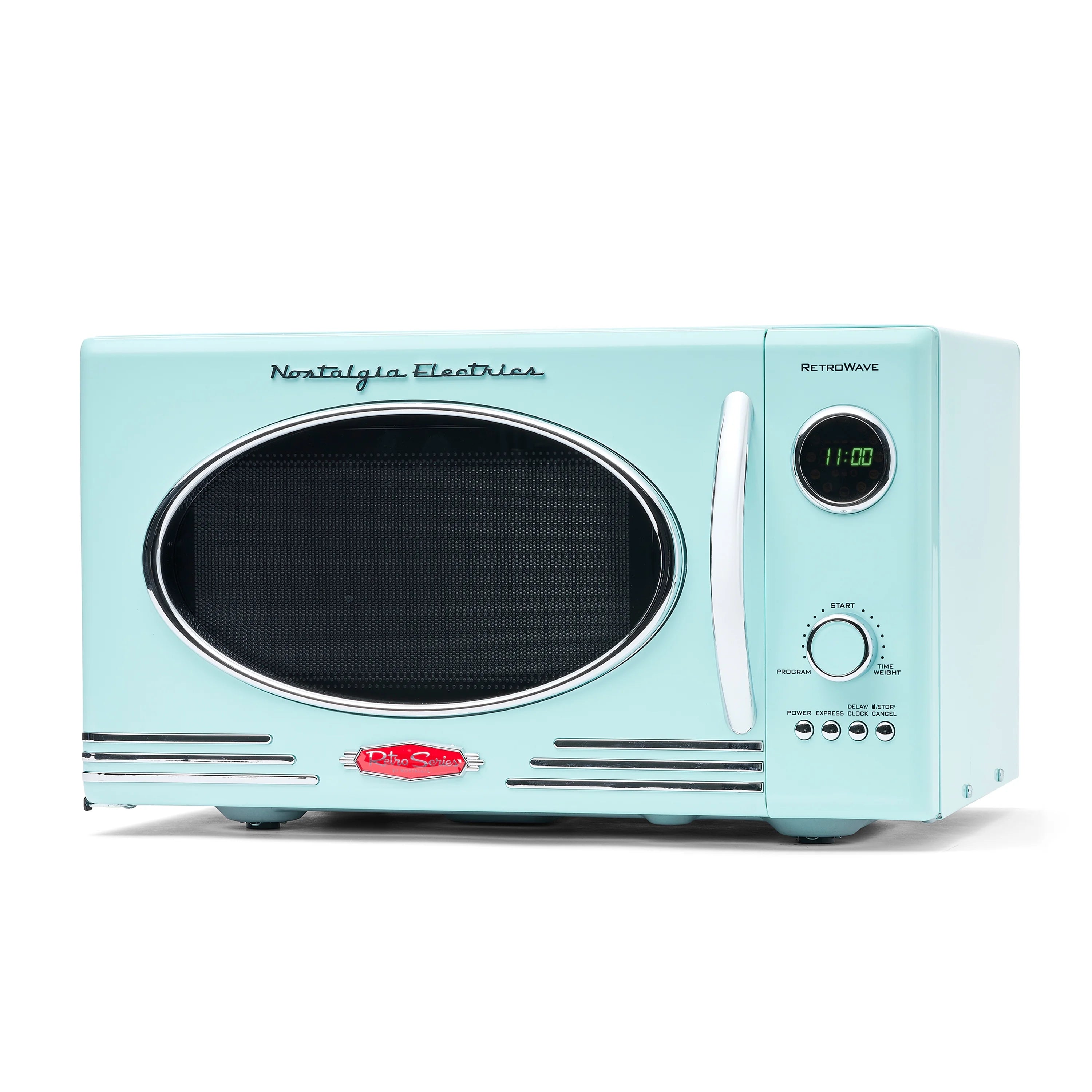 Nostalgia Retro 0.9 Cu Ft 800W Countertop Microwave Oven (Aqua)