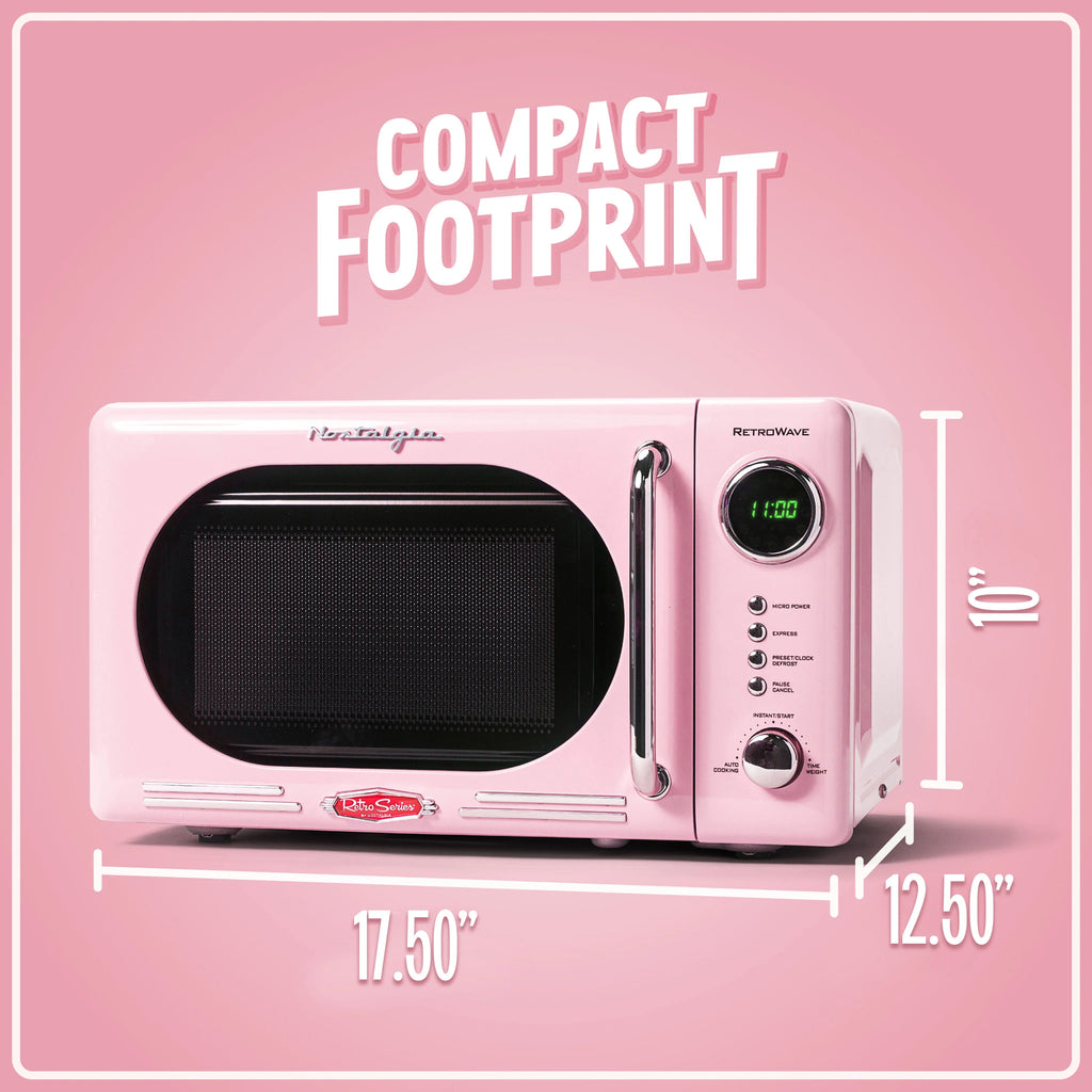 Nostalgia Retro 0.7 Cu Ft 700W Vintage Countertop Microwave (Pink)