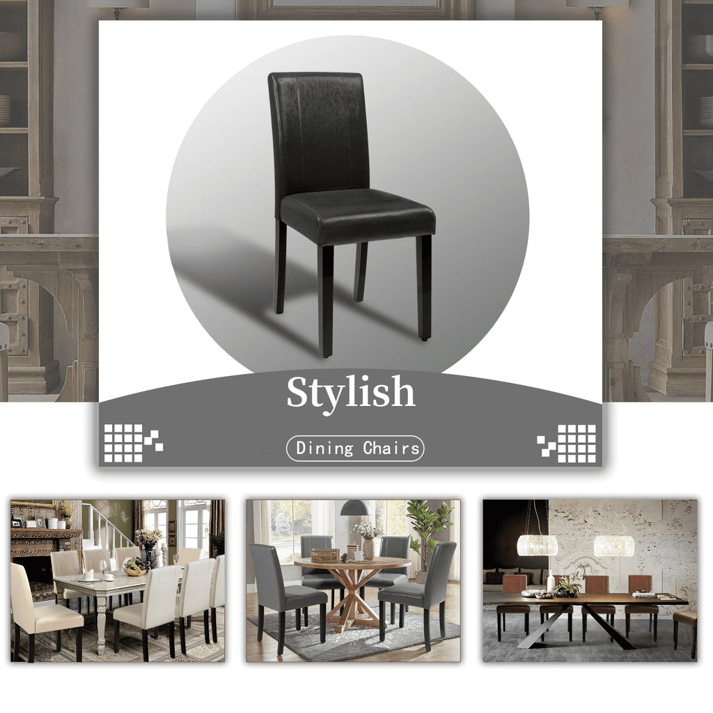 Lacoo Urban Style PU Leather Dining Chairs with Wood Legs (Set of 4)