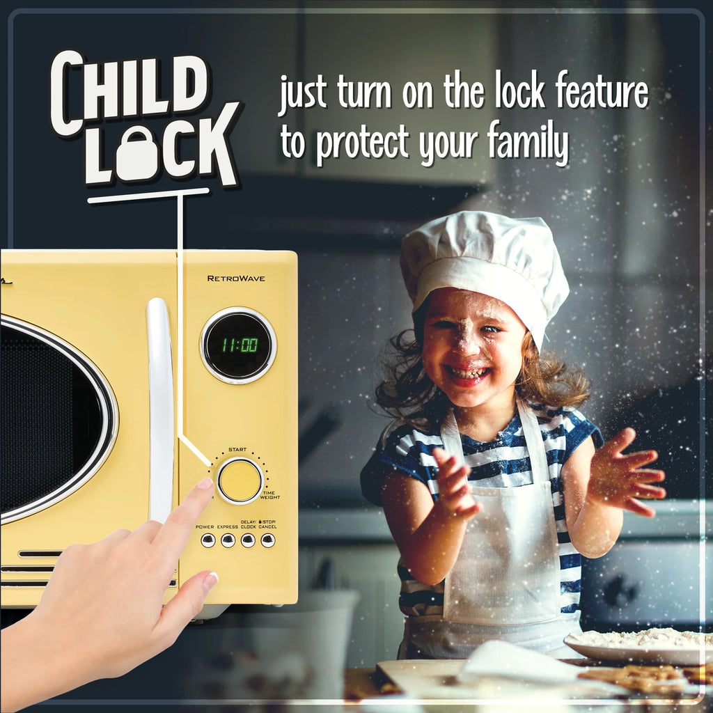 Nostalgia Retro 0.9 Cu Ft 800W Countertop Microwave Oven (Yellow)