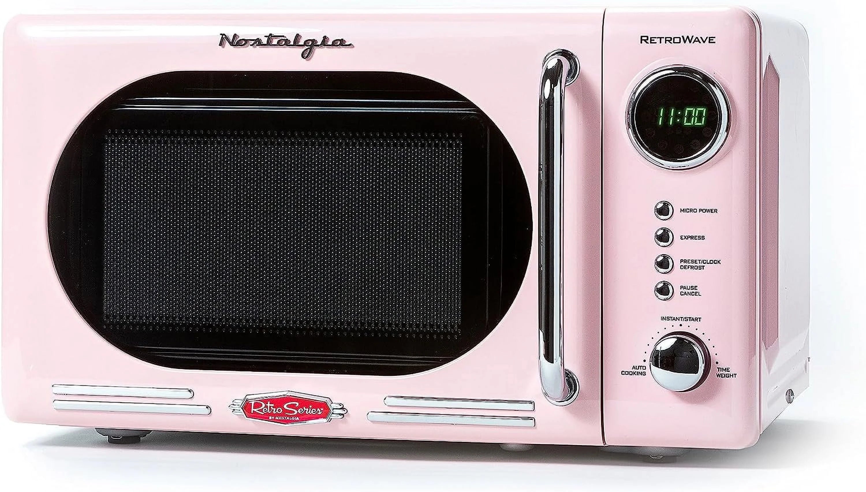 Nostalgia Retro 0.7 Cu Ft 700W Vintage Countertop Microwave (Pink)