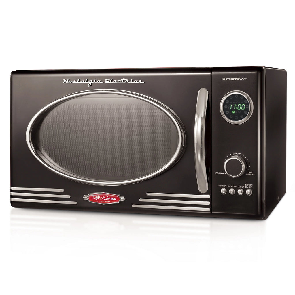 Nostalgia Retro 0.9 Cu Ft 800W Vintage Countertop Microwave (Black)